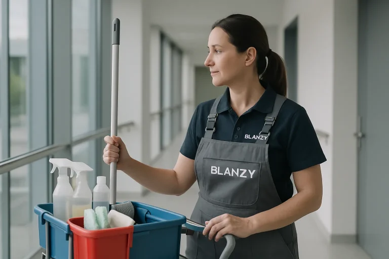 Équipe de nettoyage professionnelle intervenant dans un appartement à Blanzy.